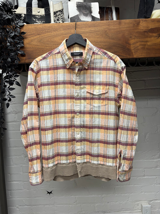Undercover Hybrid Knit/Plaid Button Down Shirt