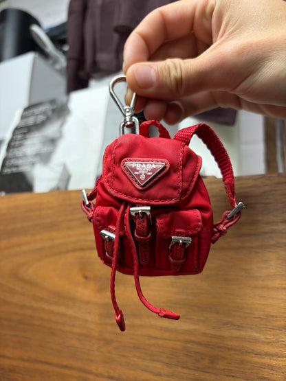 Prada Red ‘Re-Nylon’ Miniature Backpack Keychain