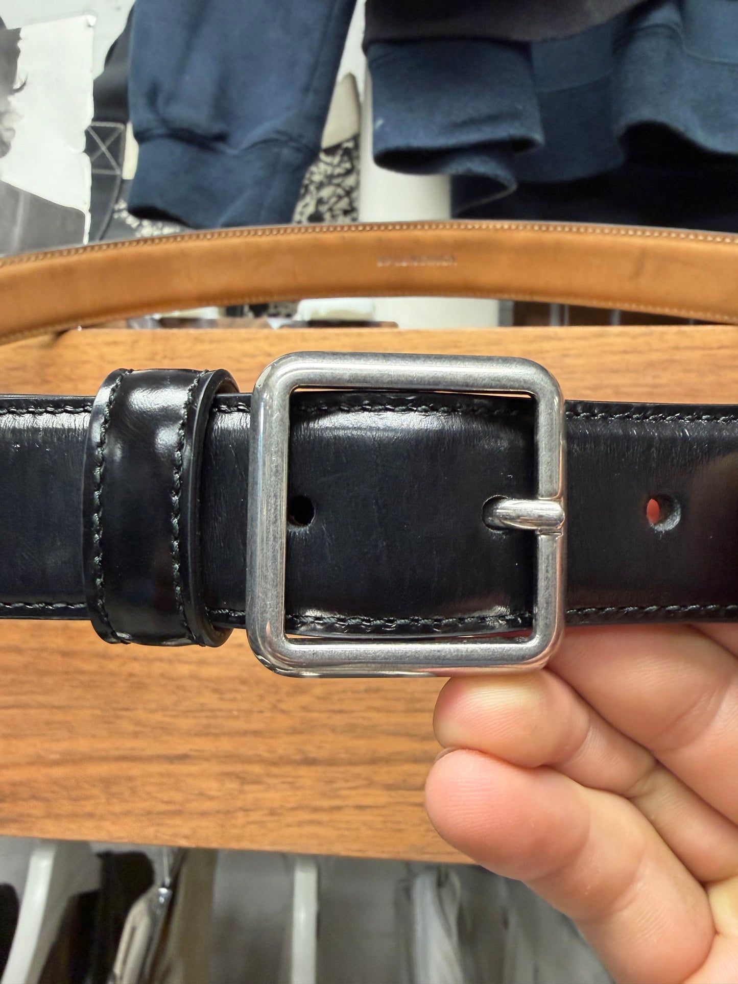 Balenciaga ‘Minimal’ Square Buckle Black Patent Leather Belt