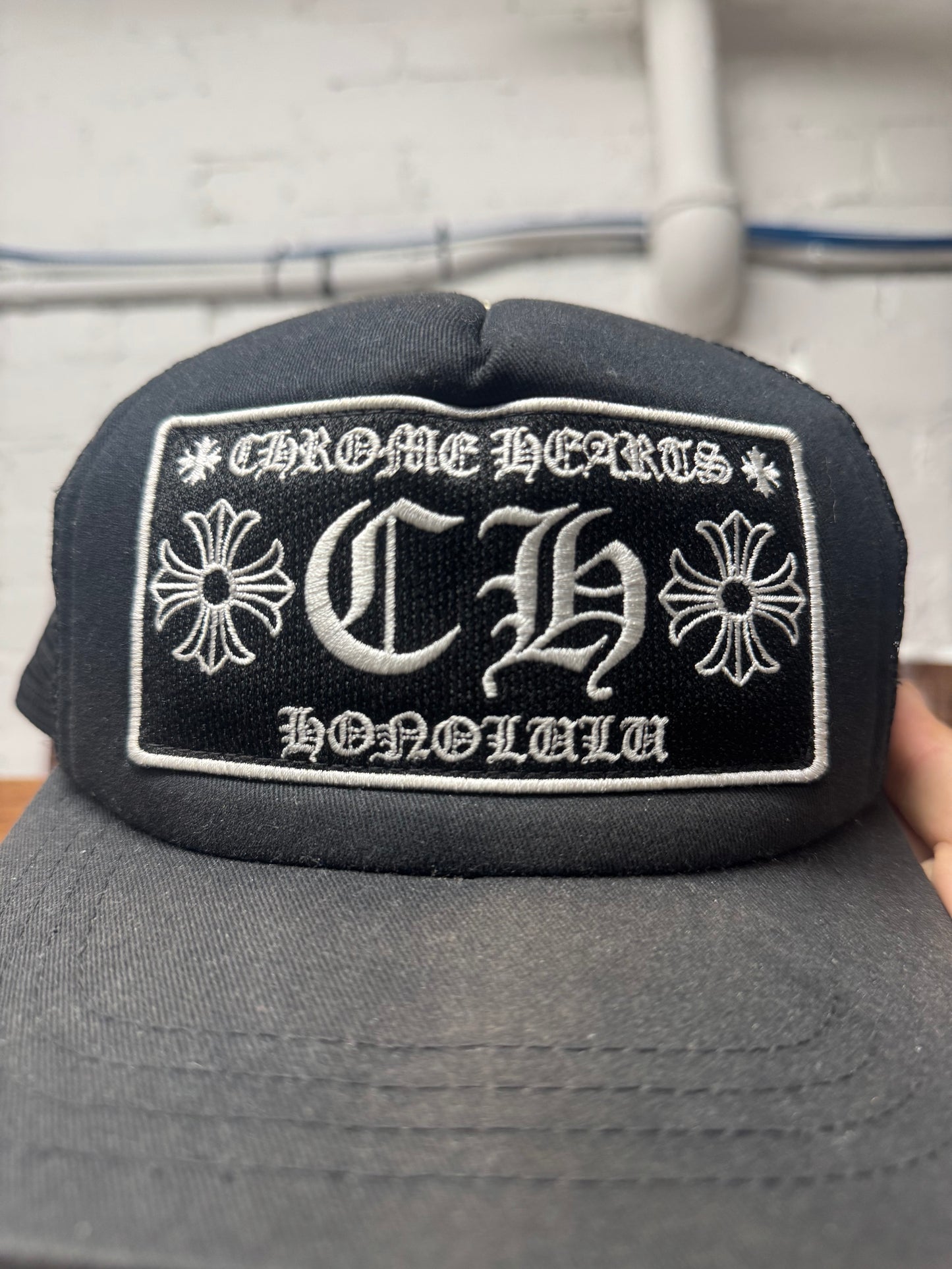 Chrome Hearts ‘Honolulu’ Black Mesh Trucker Hat