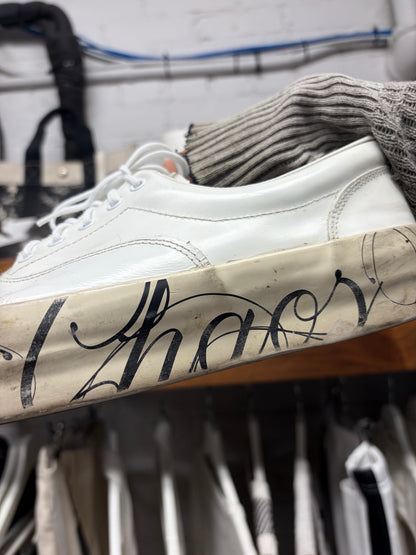 Undercover ‘Chaos’ Platform Sole White Patent Leather Low Top Sneakers