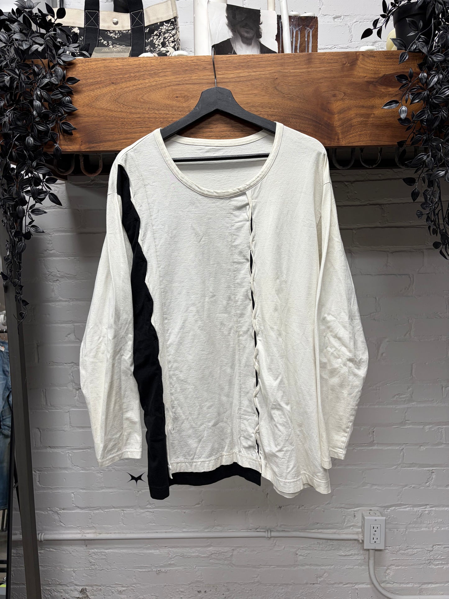 Yohji Yamamoto Ground Y ‘Woven Pattern’ White Long Sleeve Shirt
