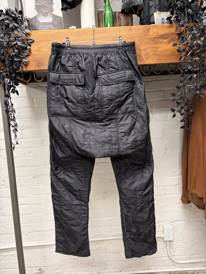 Rick Owens Mainline ‘Pod’ Drop Crotch Black Nylon Drawstring Pants