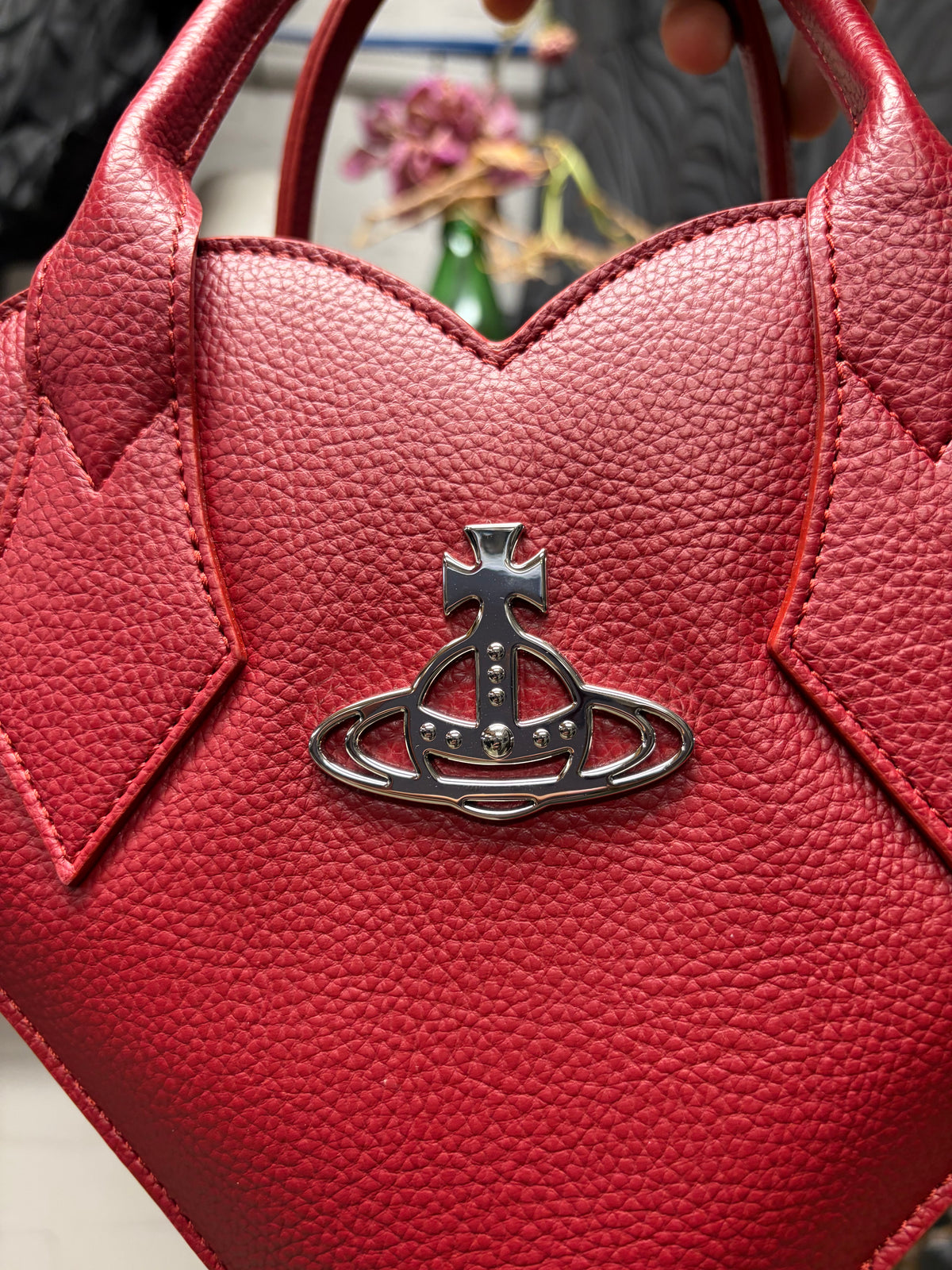 Vivienne Westwood ‘Heart Shape’ Red Leather Orb Logo Bag