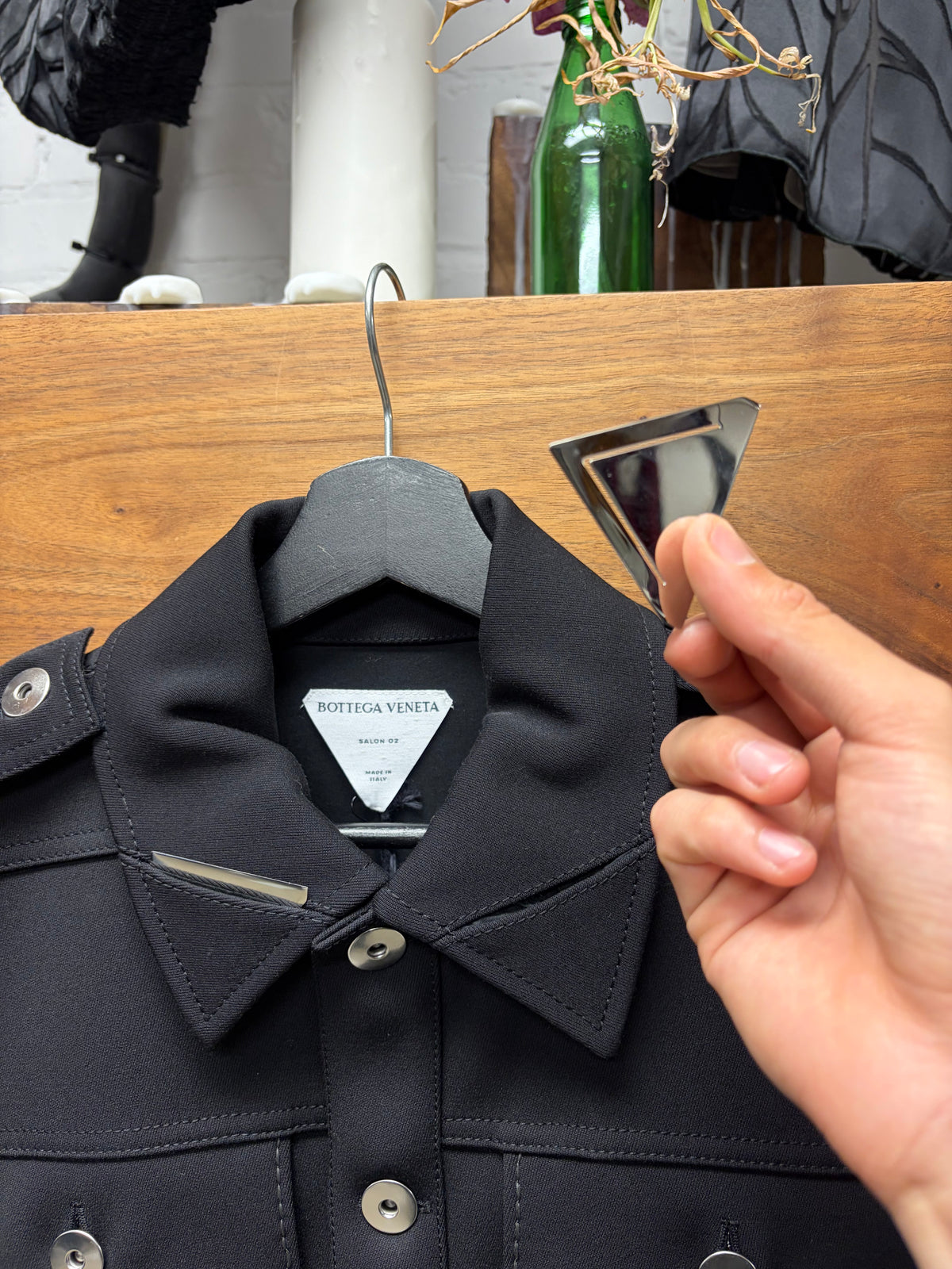Bottega Veneta ‘Double Calvary’ Black Wool Military Inspired Jacket