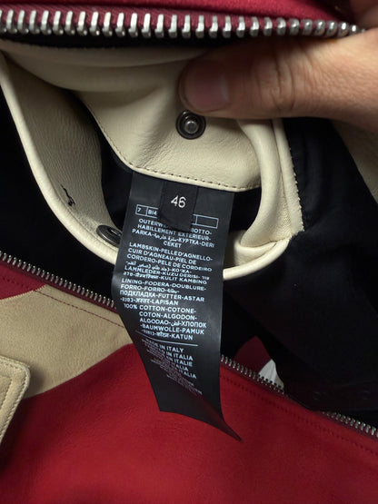 SS2016 Tom Ford Runway Red/Cream Suede Patchwork Leather Jacket