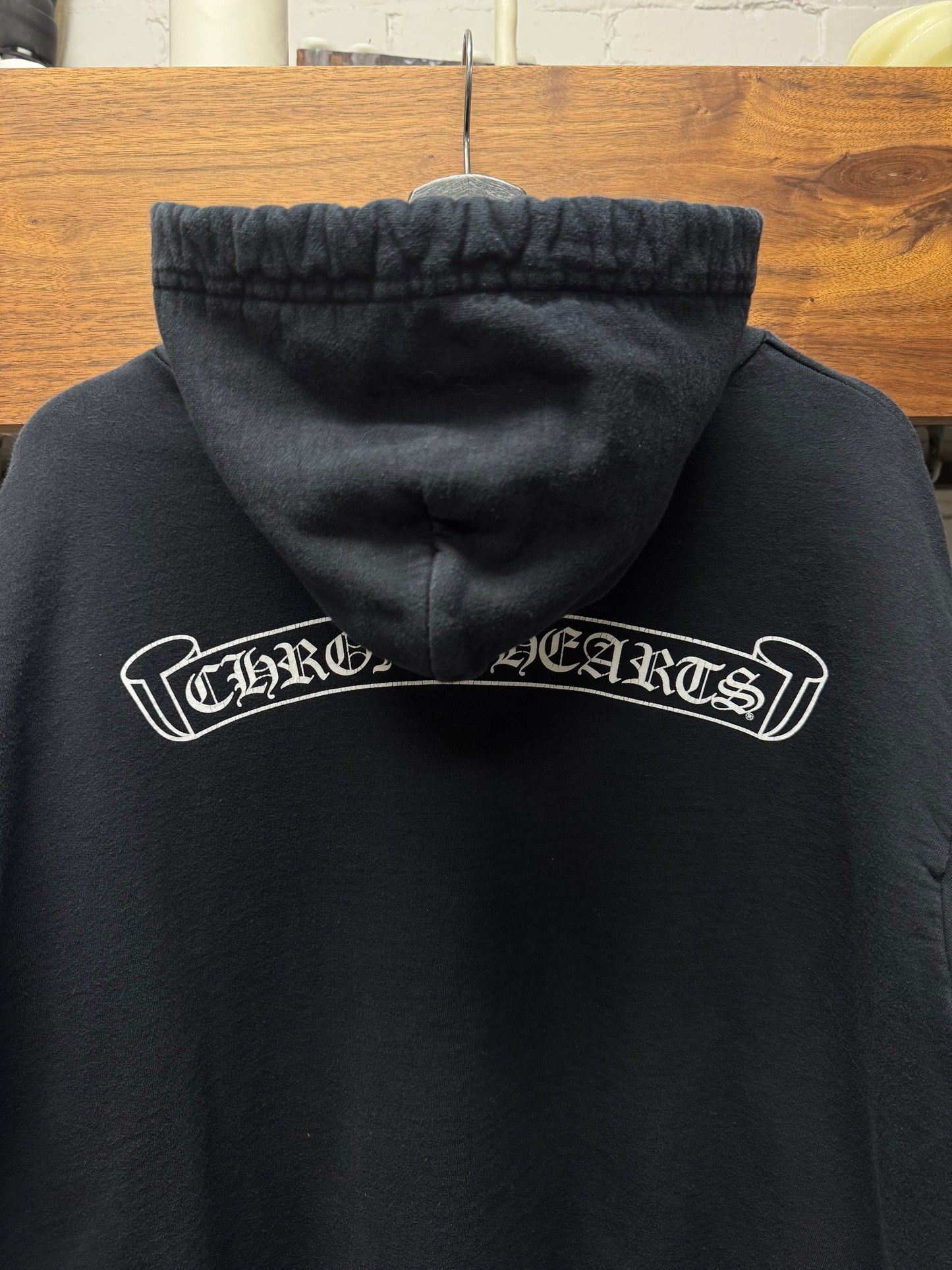 Chrome Hearts Black ‘Scroll Logo’ Pullover Drawstring Hoodie