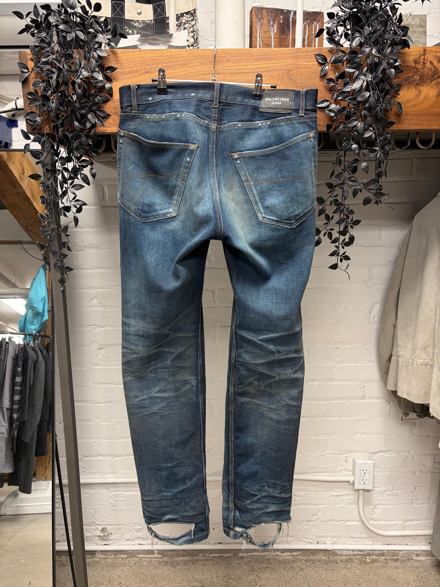 2022 Balenciaga Raw Blue Bootcut Denim