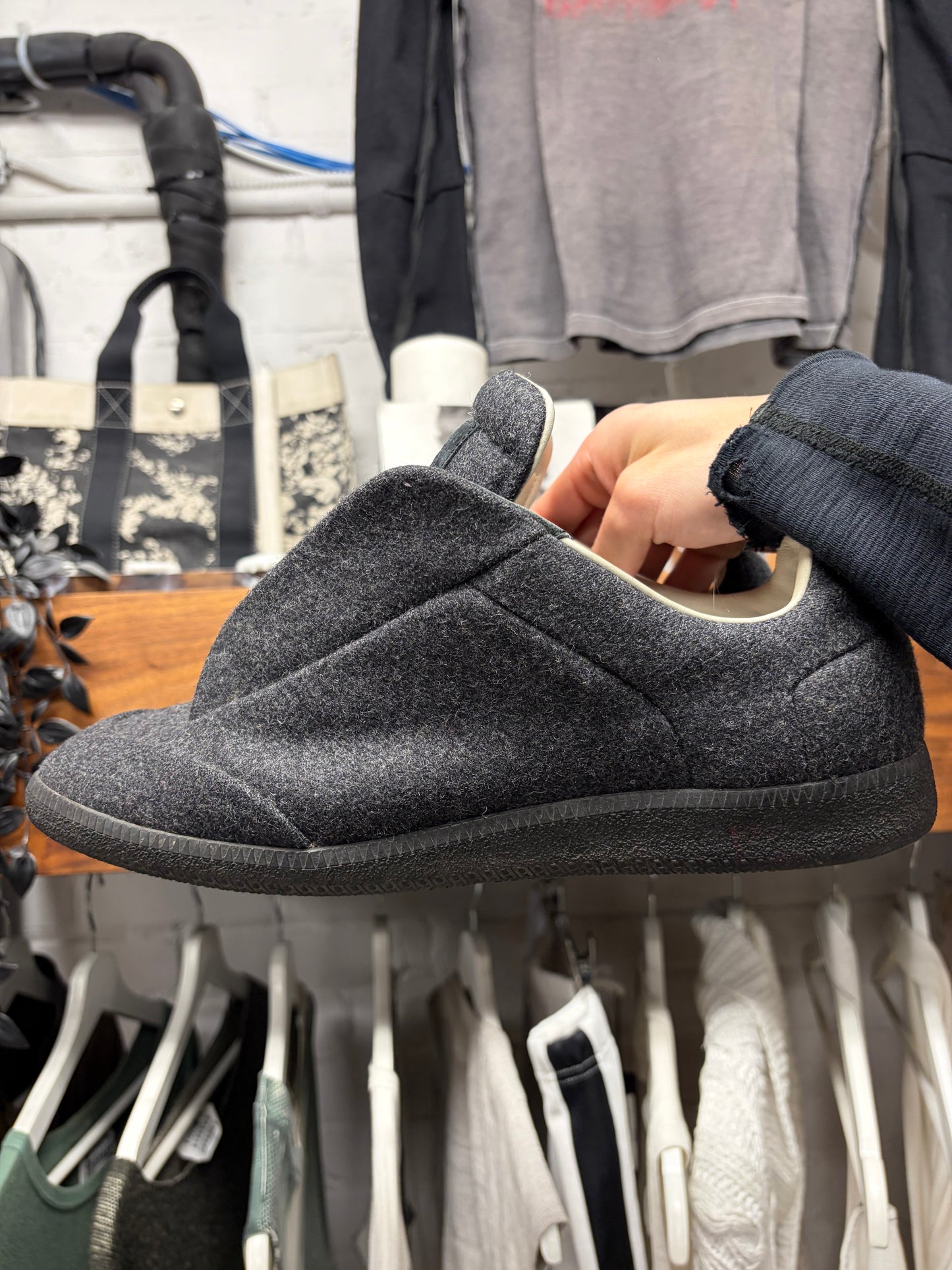 Maison Margiela Grey Wool ‘Future’ Low Top Sneakers