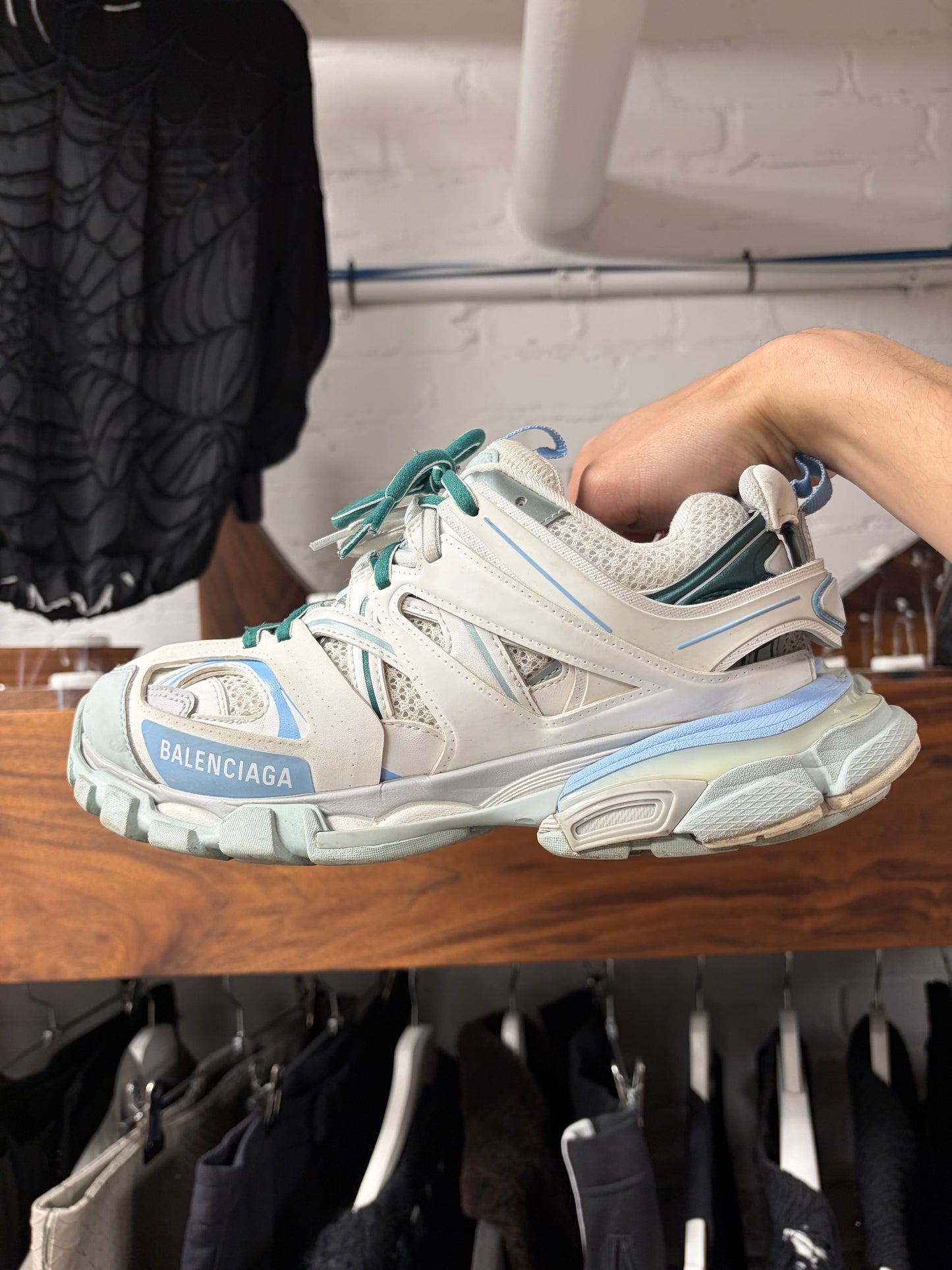 Balenciaga ‘Track Runner’ White/Blue Low Top Sneakers