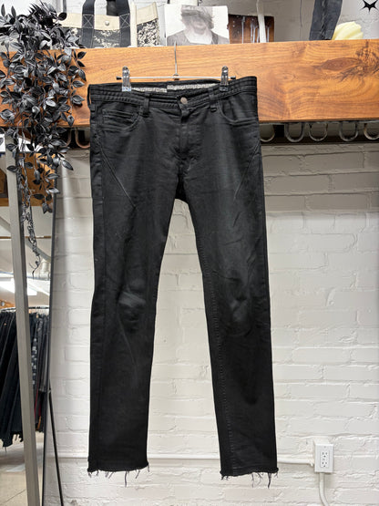 Number (N)ine ‘Crying Heart’ Leather Patch Darted Black Skinny Jeans
