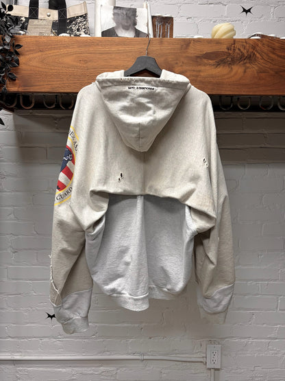 Project GR New York Exclusive ‘Army’ Reconstructed Grey Cotton Zip-Up Hoodie