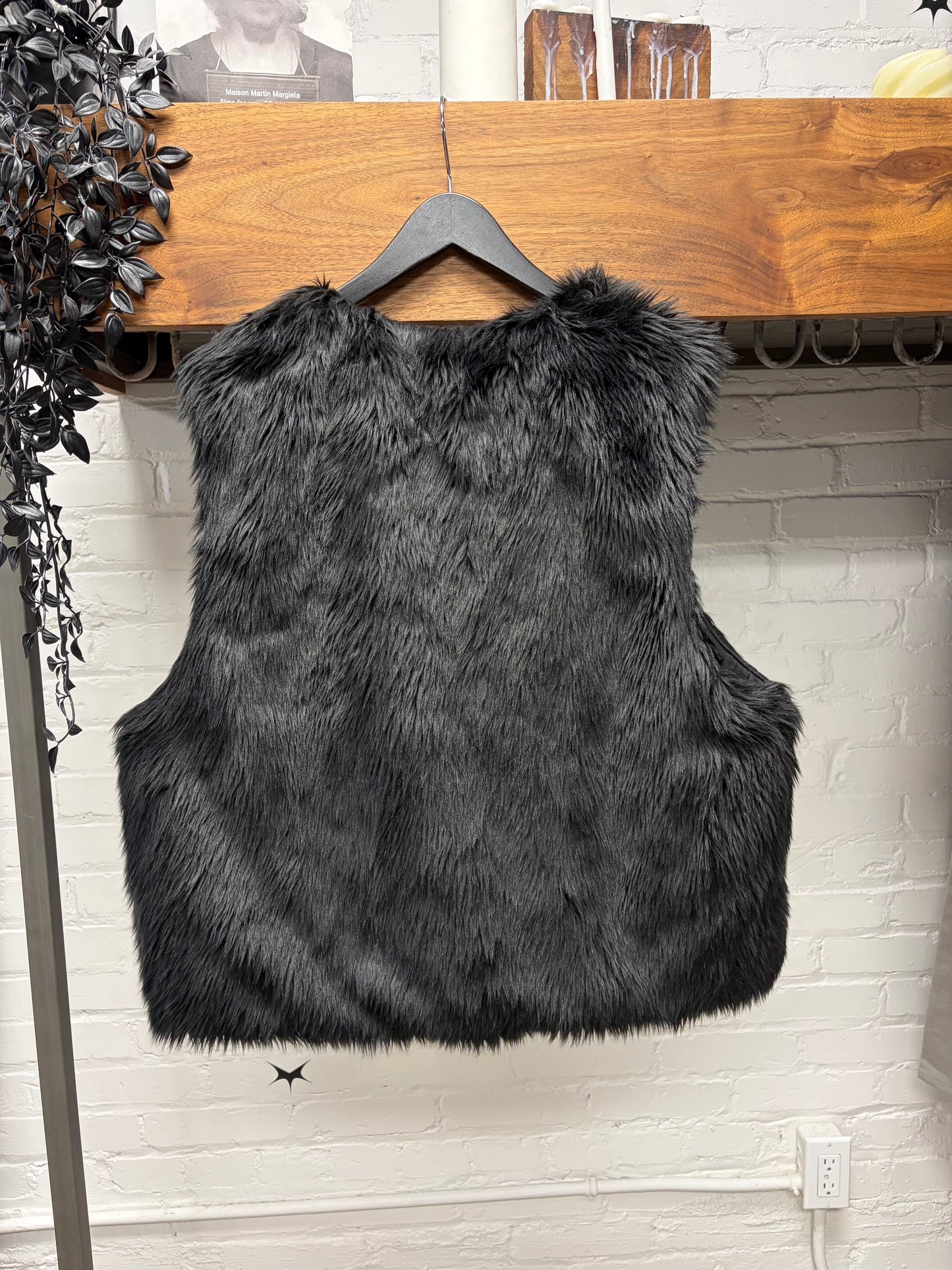 Anderson Bell Black Faux-Fur Vest