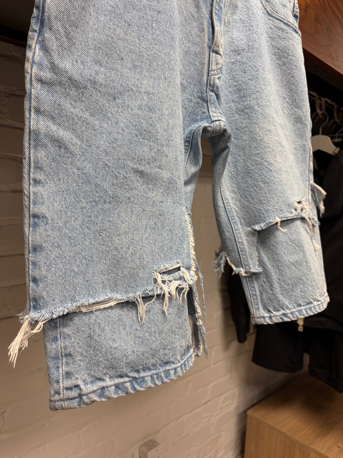 SS2021 Raf Simons ‘Double Layered Distressed Denim Shorts