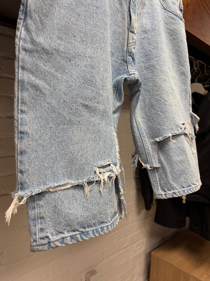 SS2021 Raf Simons ‘Double Layered Distressed Denim Shorts