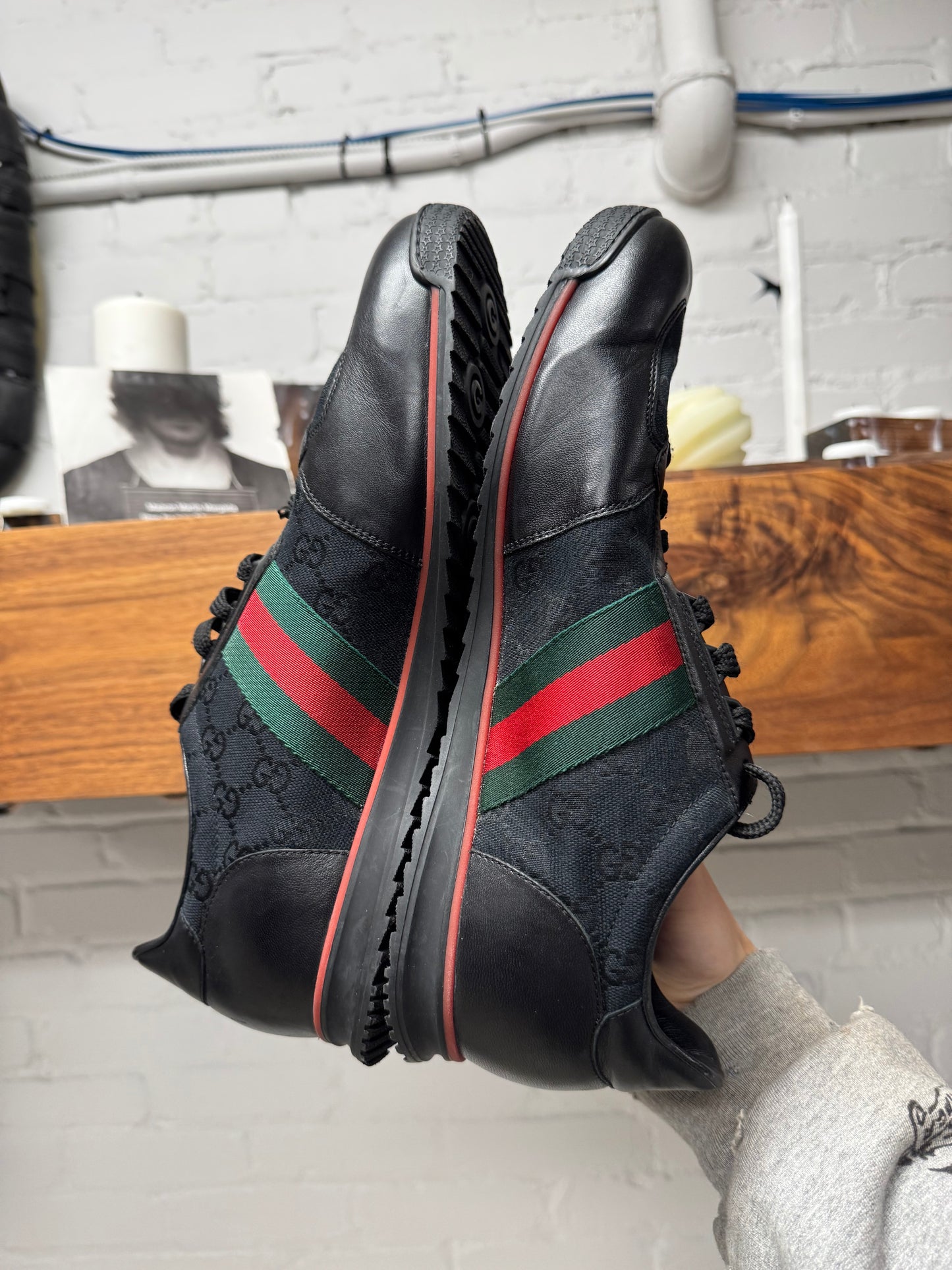 Gucci ‘Guccissima’ Leather Web Low Top Sneakers