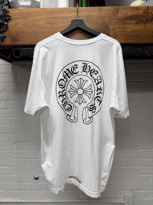 Chrome Hearts ‘Horseshoe’ Plus Cross Logo White Graphic T-Shirt
