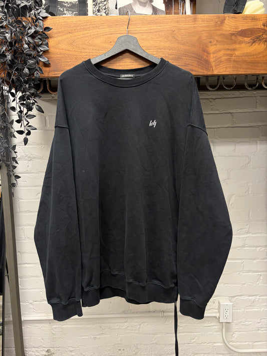 AW2021 Ann Demeulemeester ‘Holy’ Embroidered Logo Black Sweatshirt