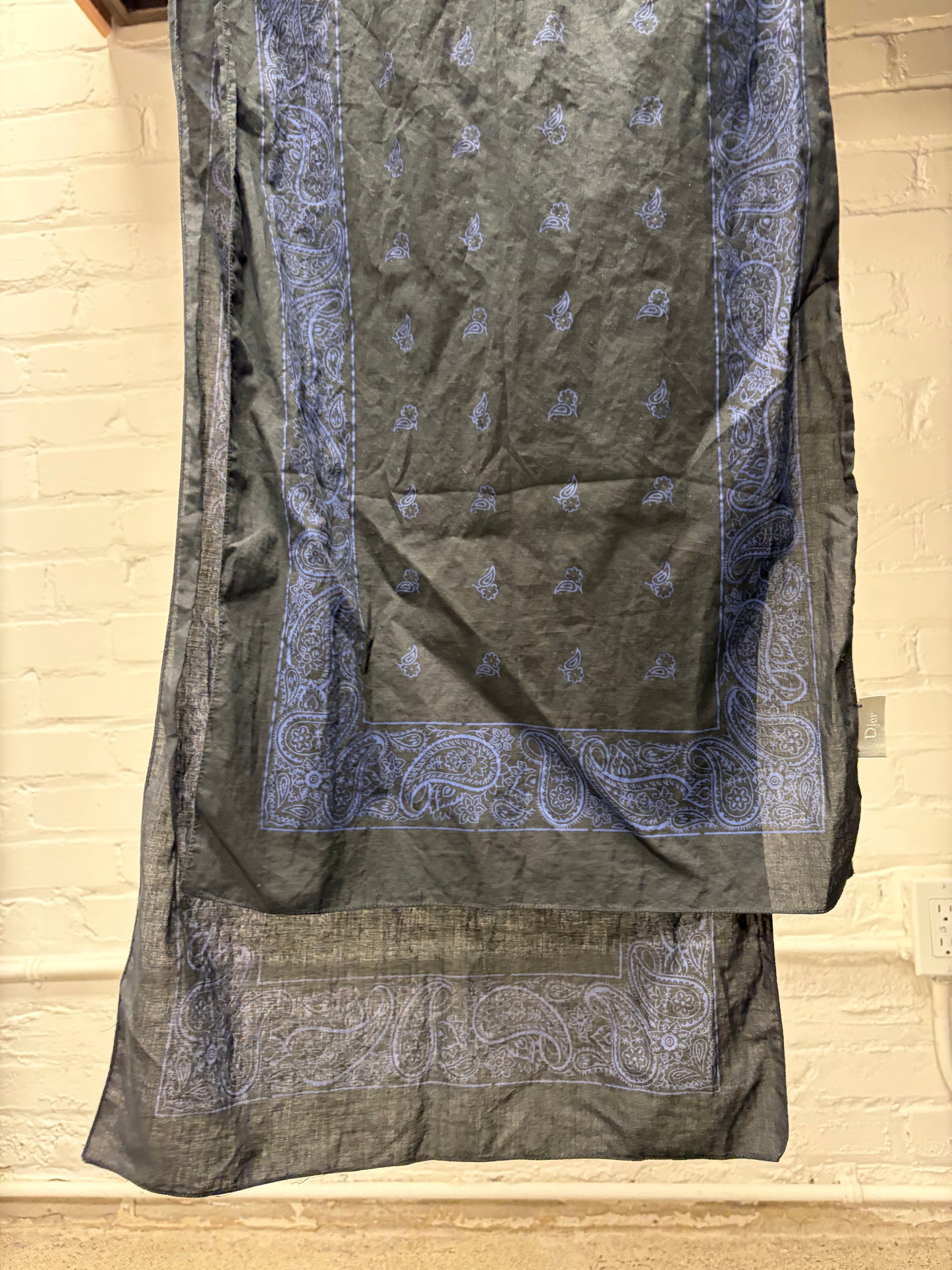 SS2005 Dior Homme by Hedi Slimane ‘Beck’ Black/Blue Paisley Full Length Scarf