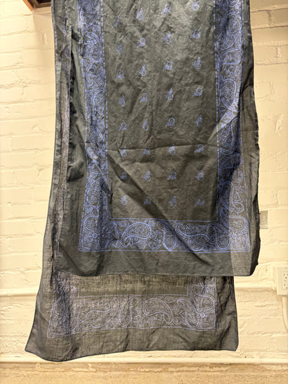 SS2005 Dior Homme by Hedi Slimane ‘Beck’ Black/Blue Paisley Full Length Scarf
