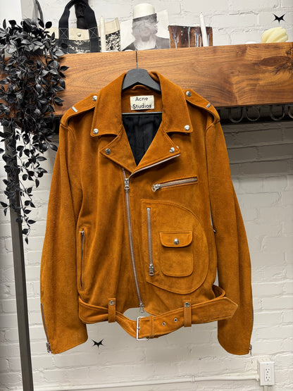 Acne Studios Caramel Brown Suede Biker Jacket