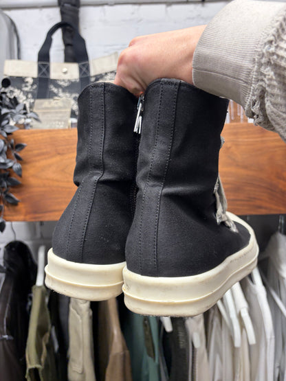 Rick Owens Pentagram Lace ‘Ramones’ Black Canvas High Top Sneakers