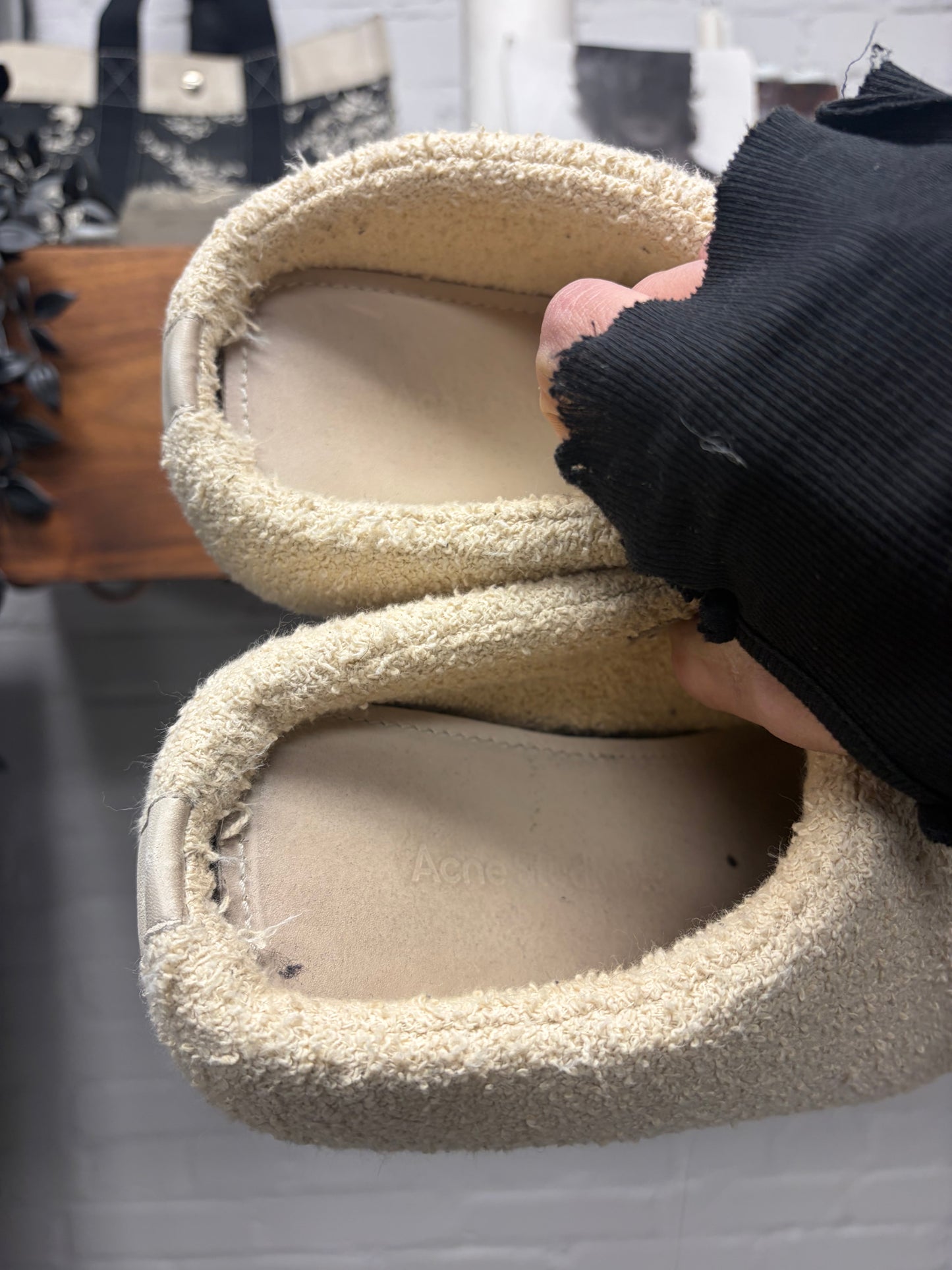 Acne Studios Terry Cloth ‘Shearling’ Mules
