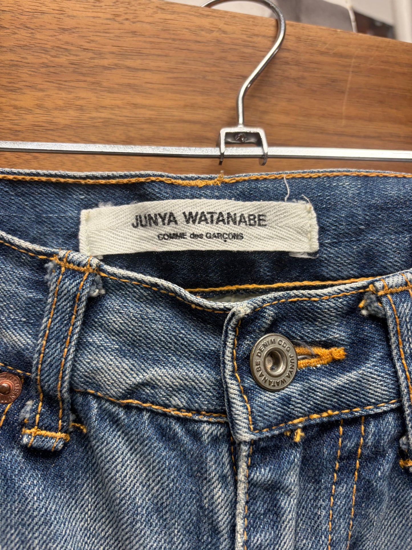 Junya Watanabe ‘Crash’ Distressed Blue Skinny Jeans