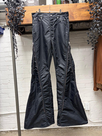 Rick Owens Black Nylon ‘Bolans Banana’ Flared Leg Pants