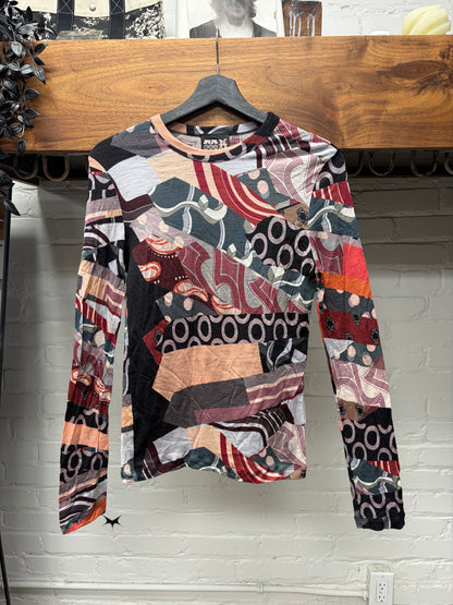 Vintage Jean Paul Gaultier ‘Abstract Art’ Mesh Long Sleeve Shirt