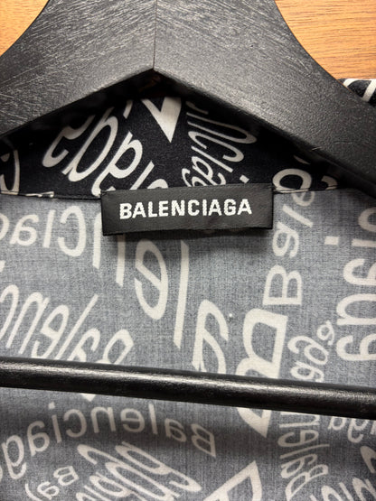 Balenciaga ‘All Over Logo’ Black Button Down Shirt