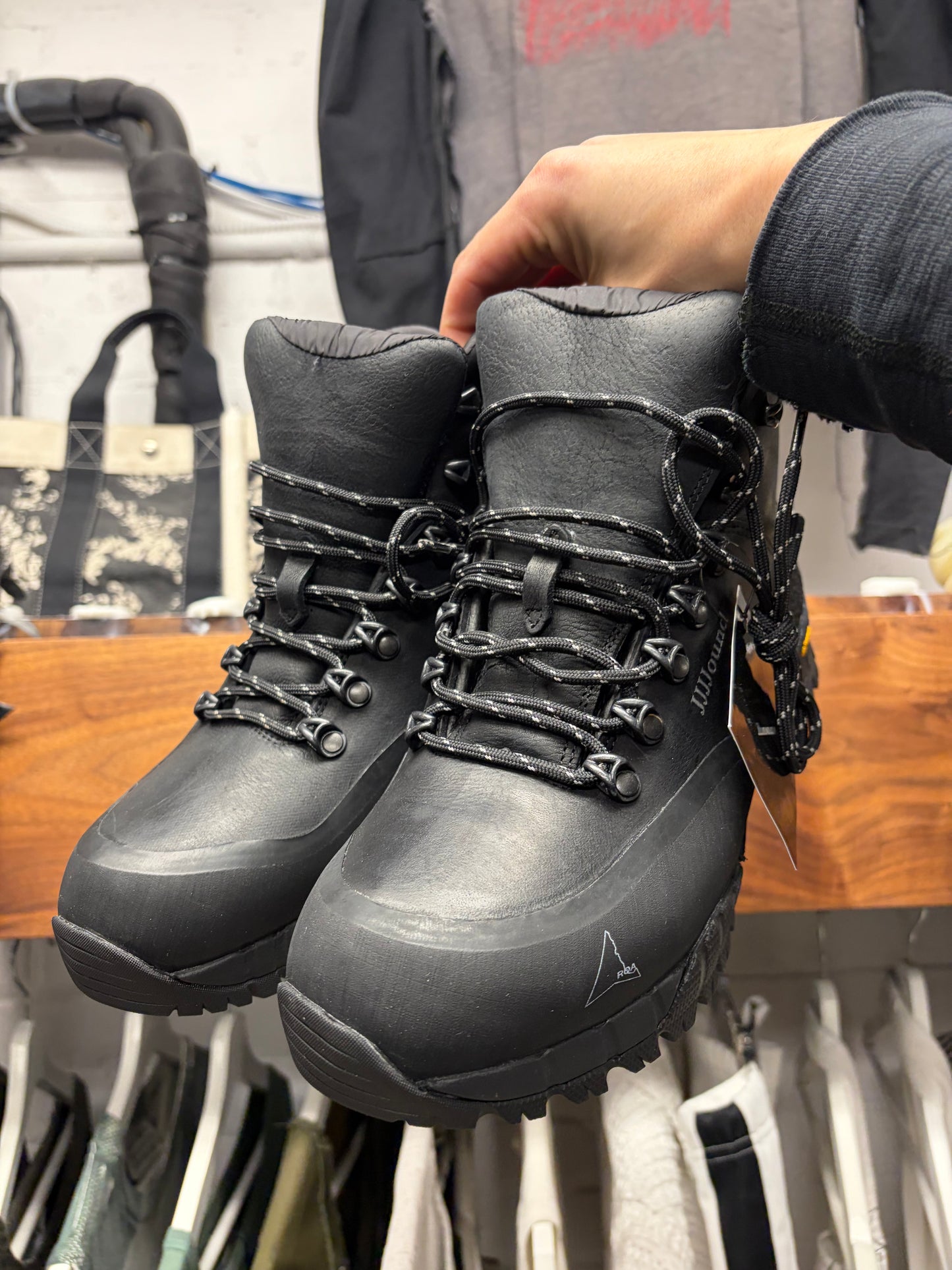 2023 JJJJound x ROA Black ‘Andreas’ Black Leather Hiking Boots