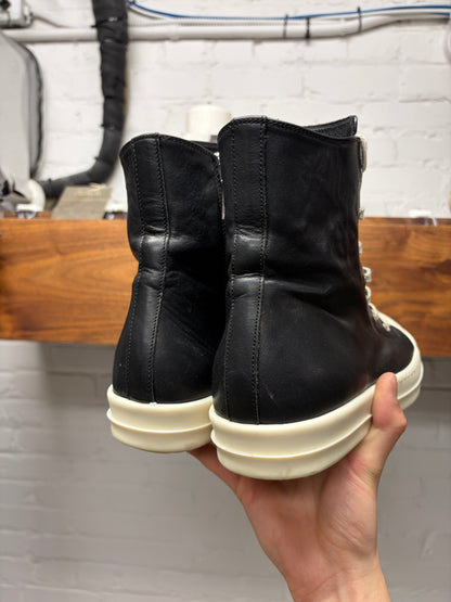 Rick Owens Mainline Black/Milk Leather ‘Ramones’ High Top Sneakers