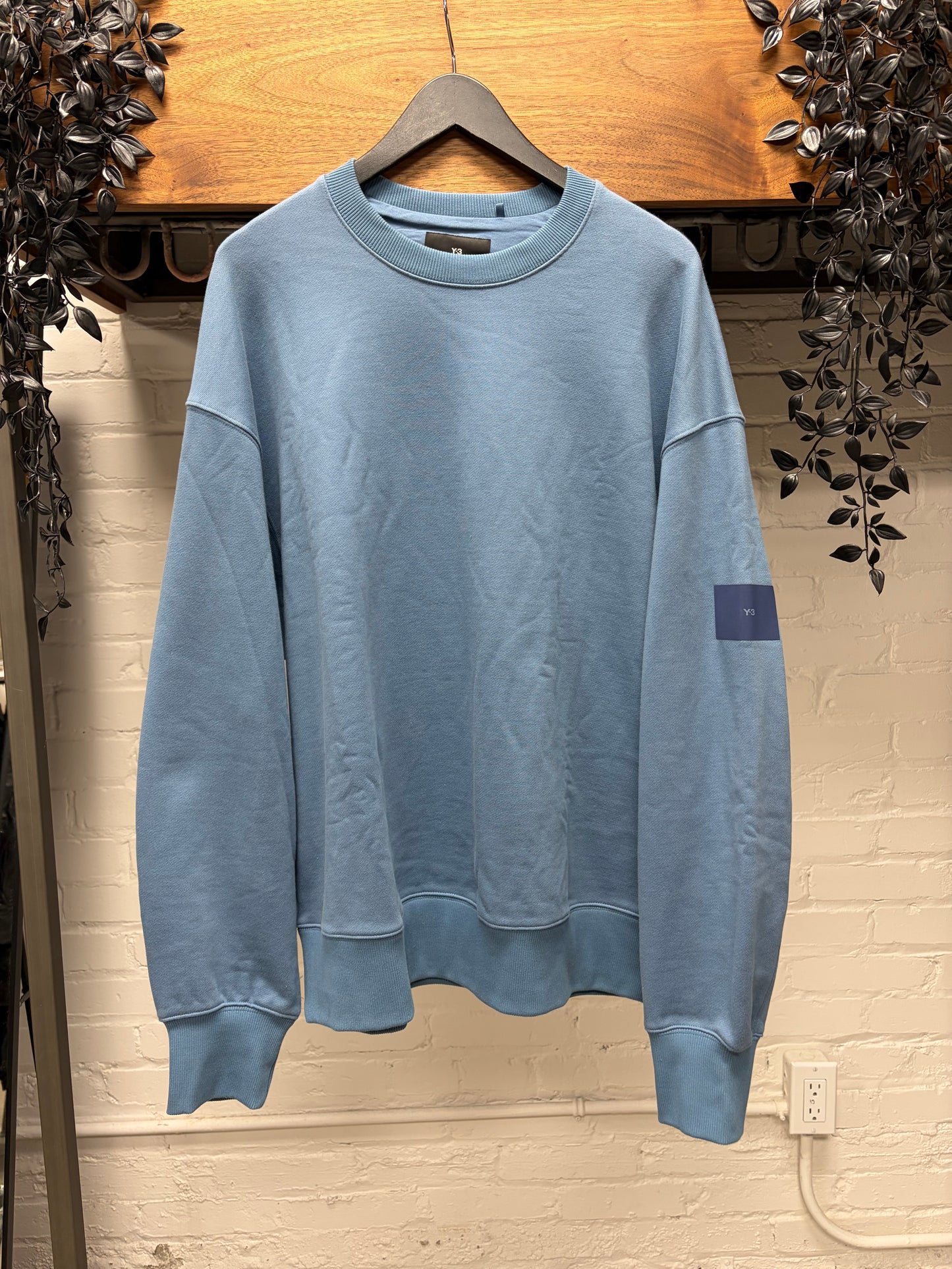 Y-3 by Yohji Yamamoto Blue ‘Badge Logo’ Crewneck Sweatshirt
