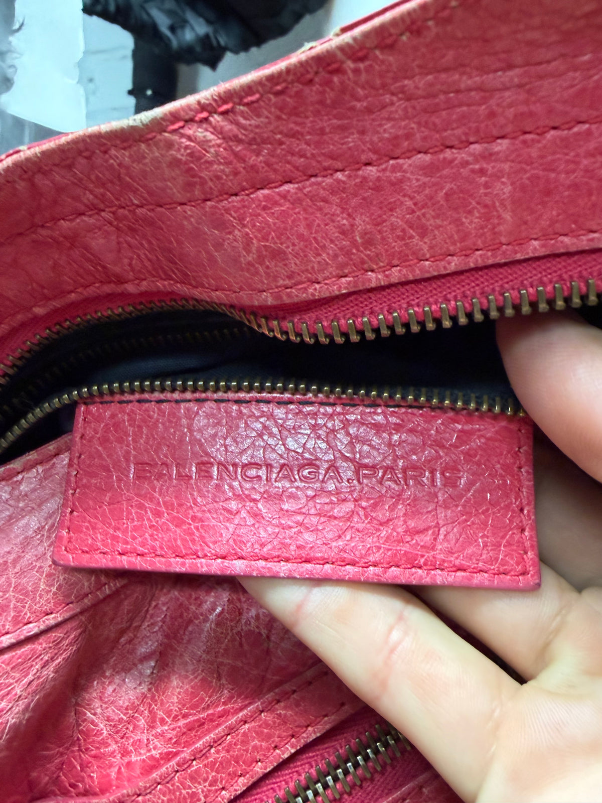 Balenciaga Red Lambskin Leather Classic Size ‘City’ Bag with Crossbody Strap