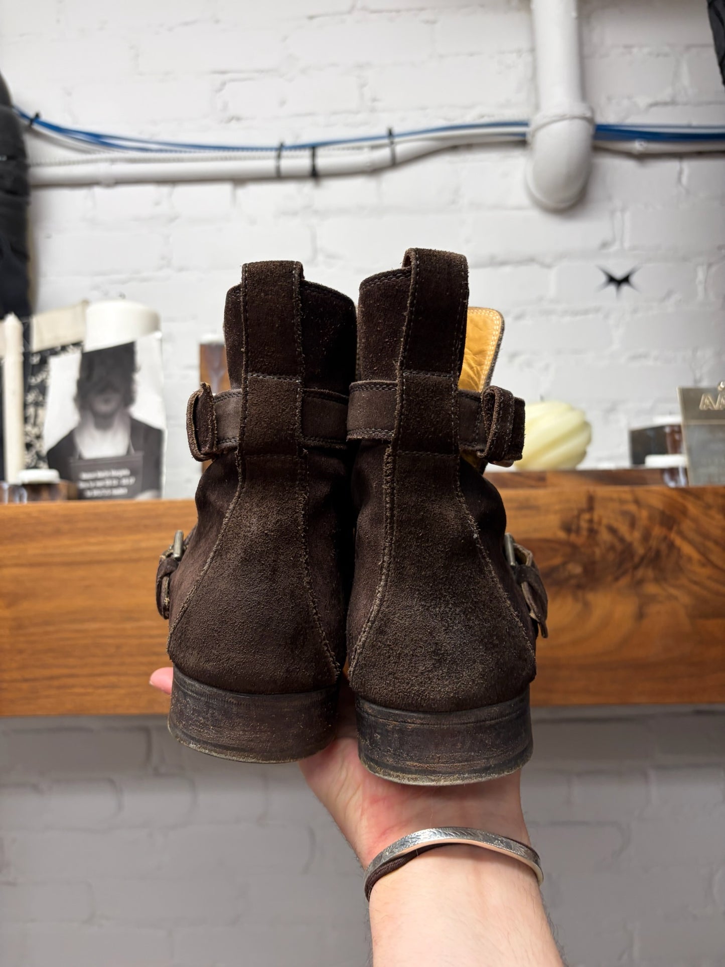 Yves Saint Laurent Rive Gauche by Tom Ford Double ‘Monk Strap’ Brown Suede Chelsea Boots