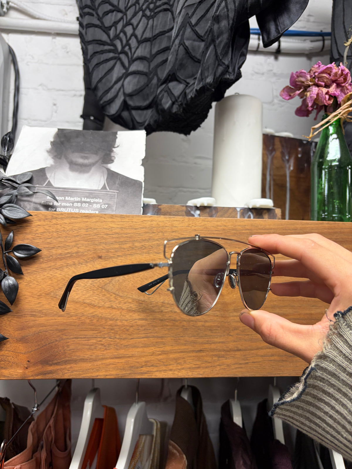 Dior Homme ‘Technologie’ Silver/Black Aviator Sunglasses
