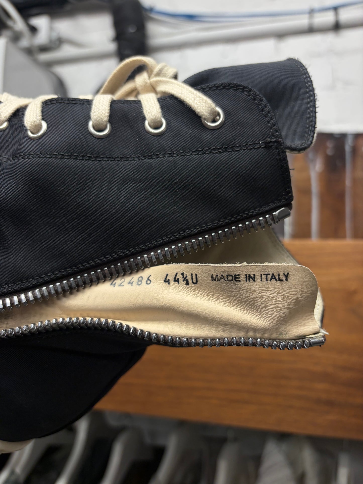 Rick Owens Pentagram Black/Milk Canvas ‘Ramones’ High Top Sneakers