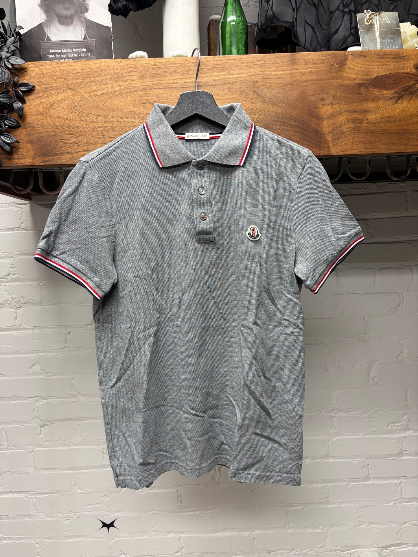 Moncler ‘Tricolor’ Grey Cotton Polo