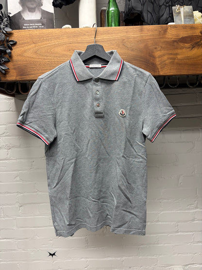 Moncler ‘Tricolor’ Grey Cotton Polo