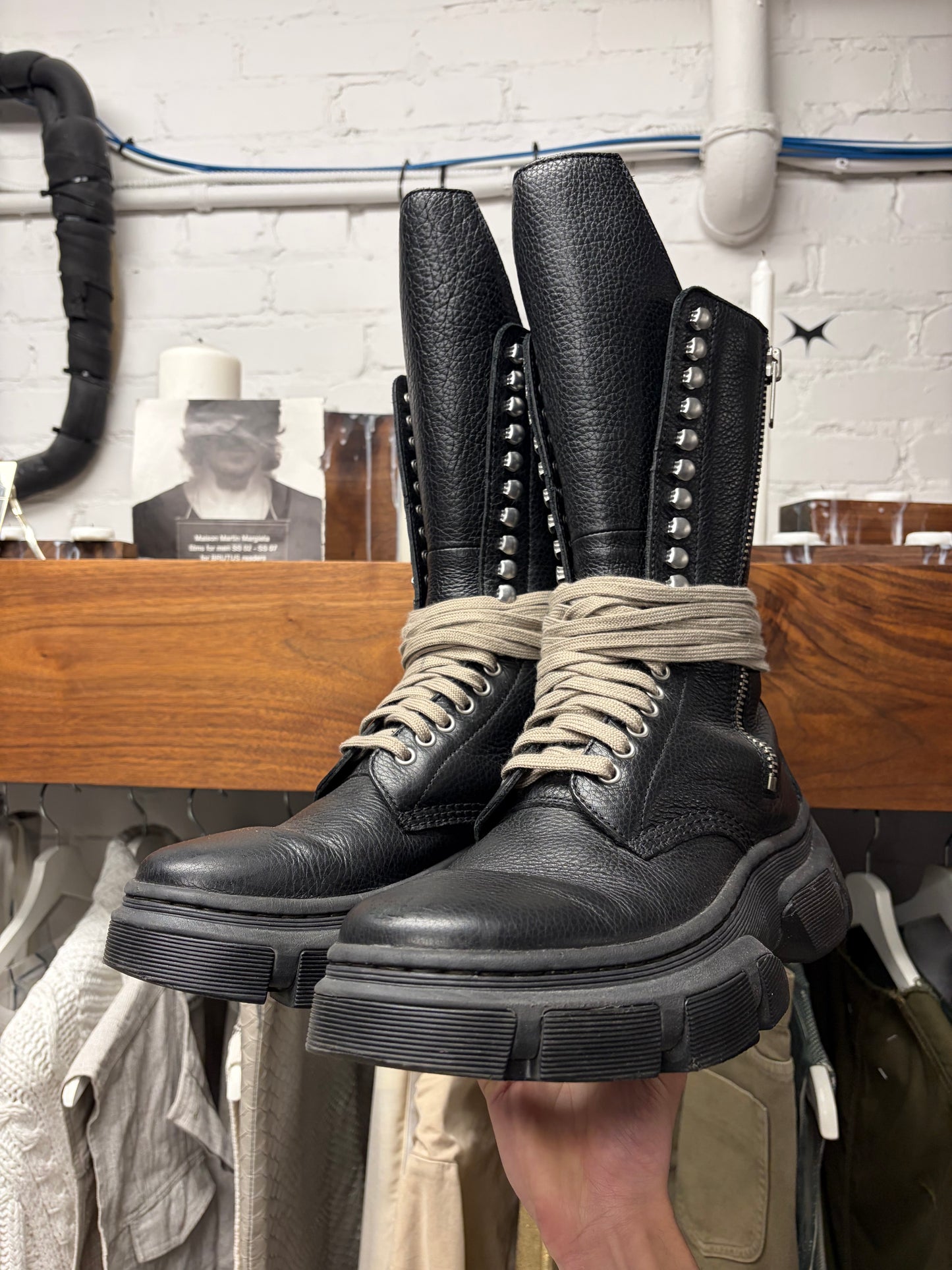 Rick Owens x Doc Martens ‘1918 DMXL’ Calf Length Leather Boots