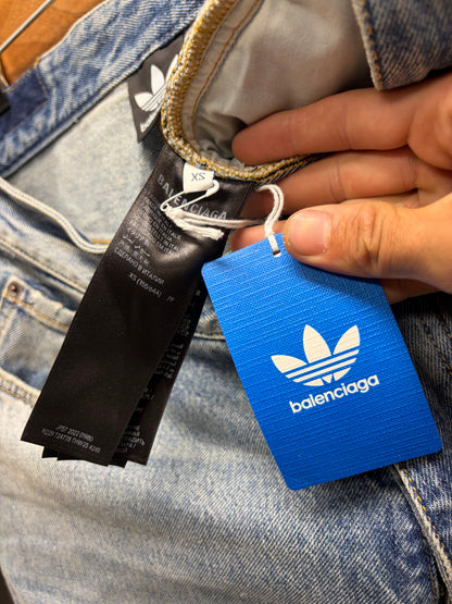 SS2023 Balenciaga x Adidas ‘3 Stripes’ Blue Wide Leg Denim