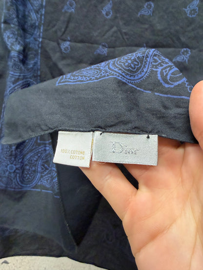 SS2005 Dior Homme by Hedi Slimane ‘Beck’ Black/Blue Paisley Full Length Scarf