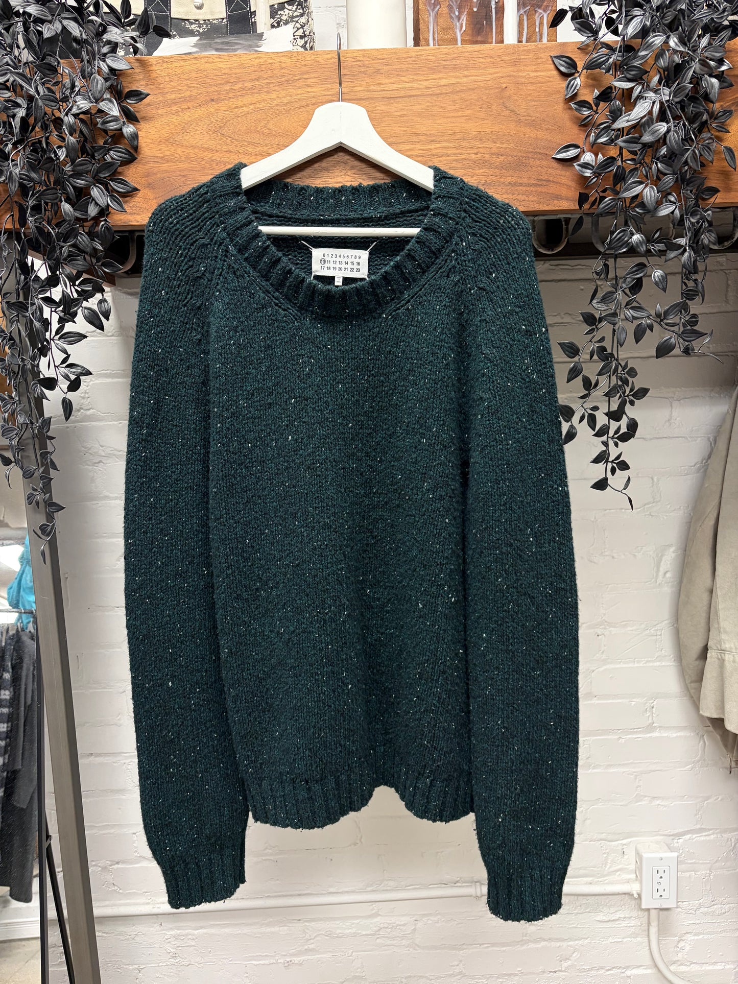 2019 Maison Margiela Speckled Green Wool Knit Sweater