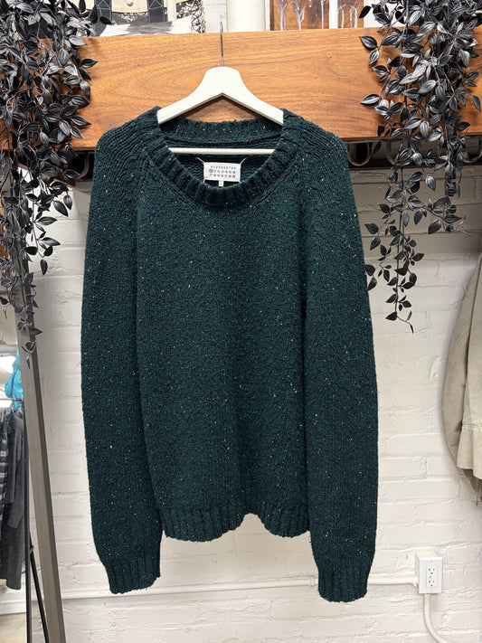 2019 Maison Margiela Speckled Green Wool Knit Sweater