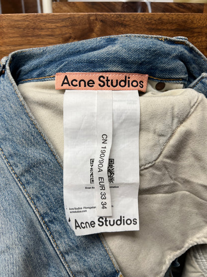 Acne Studios ‘Paint Splatter’ Light Wash Blue Flared Denim