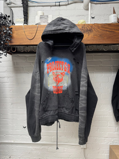 Project GR Collegiate ‘After-hood’ Distressed Black Hoodie