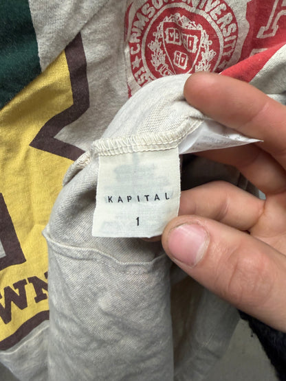 Kapital ‘Varsity’ Vintage Inspired Patchwork Cotton T-Shirt