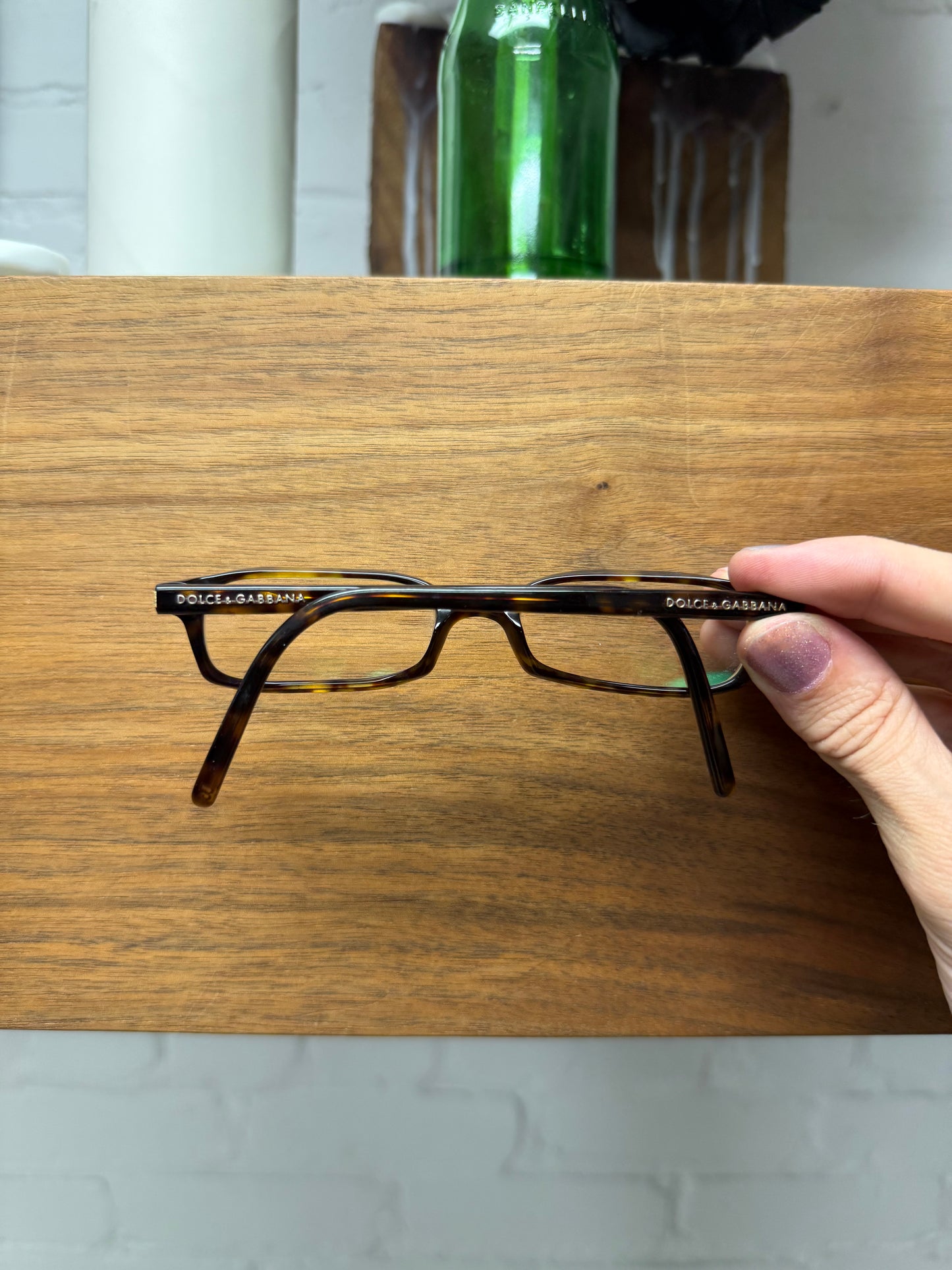 Dolce and Gabbana Rectangular Shape Brown Tortoiseshell Prescription Glasses