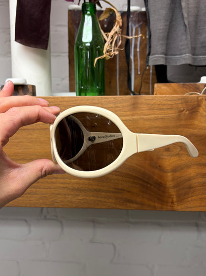 Acne Studios Cream White ‘Bug Eye’ Wraparound Lens Sunglasses